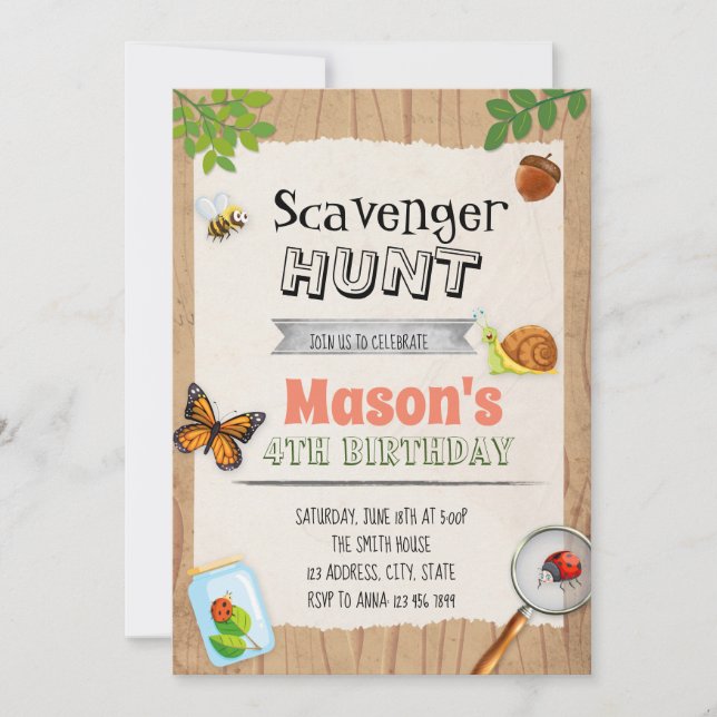 Invitation à la fête d'anniversaire de la chasse a (Devant)