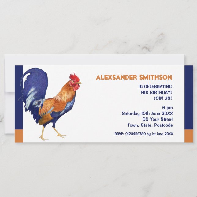 Invitation à la fête d'anniversaire de la coq (Devant)
