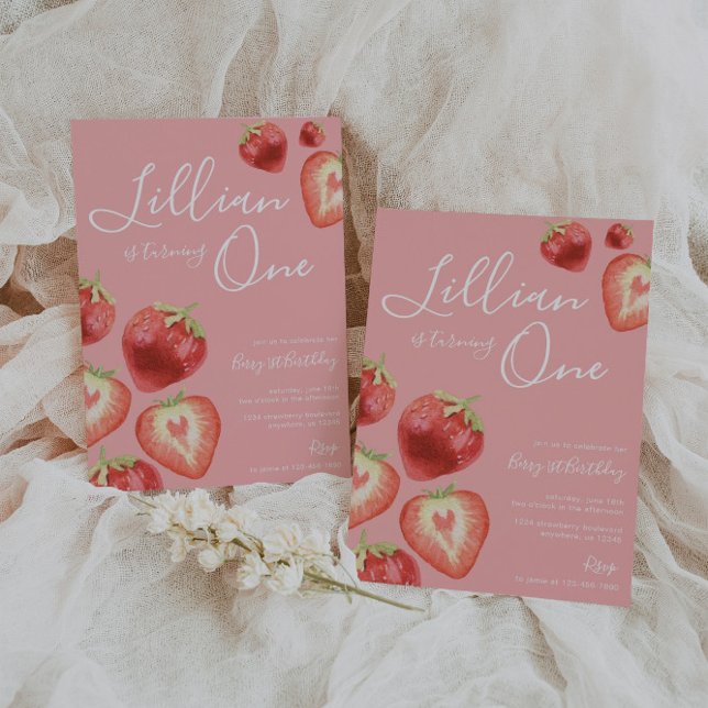 Invitation à la fête d'anniversaire de la fraise (Créateur téléchargé)