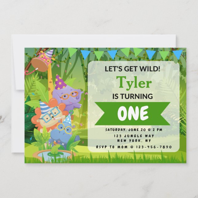 Invitation à la fête d'anniversaire de la Jungle (Devant)