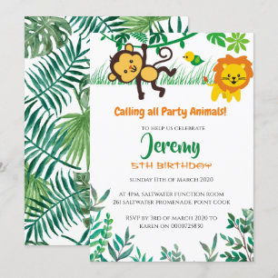 Invitation à la fête d'anniversaire de la Jungle L