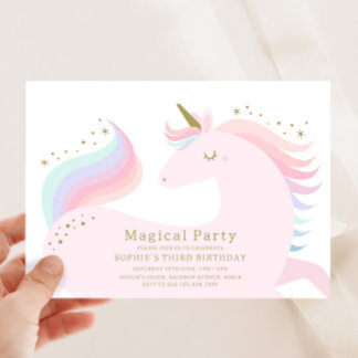 Invitation à la fête d'anniversaire de la licorne 