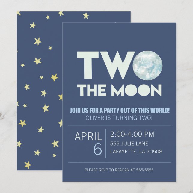 Invitation à la fête d'anniversaire de la Lune (Devant / Derrière)