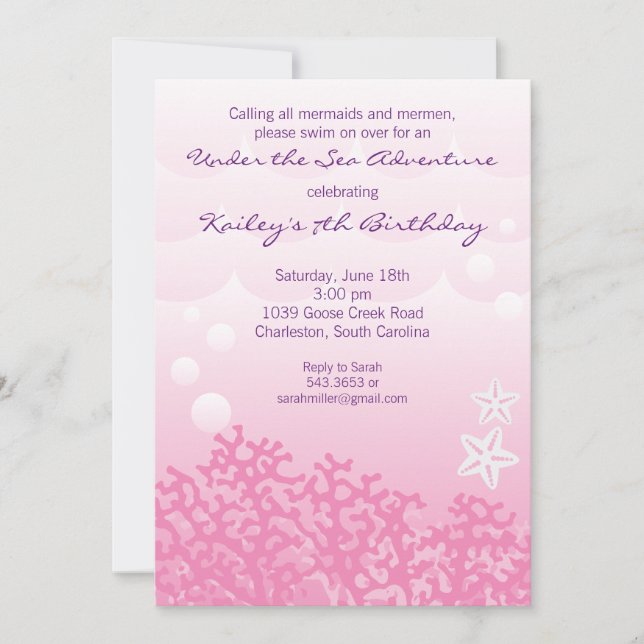 Invitation à la fête d'anniversaire de la mer (ros (Devant)