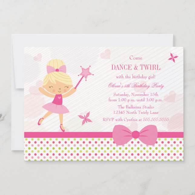 Invitation à la fête d'anniversaire de la petite b (Devant)