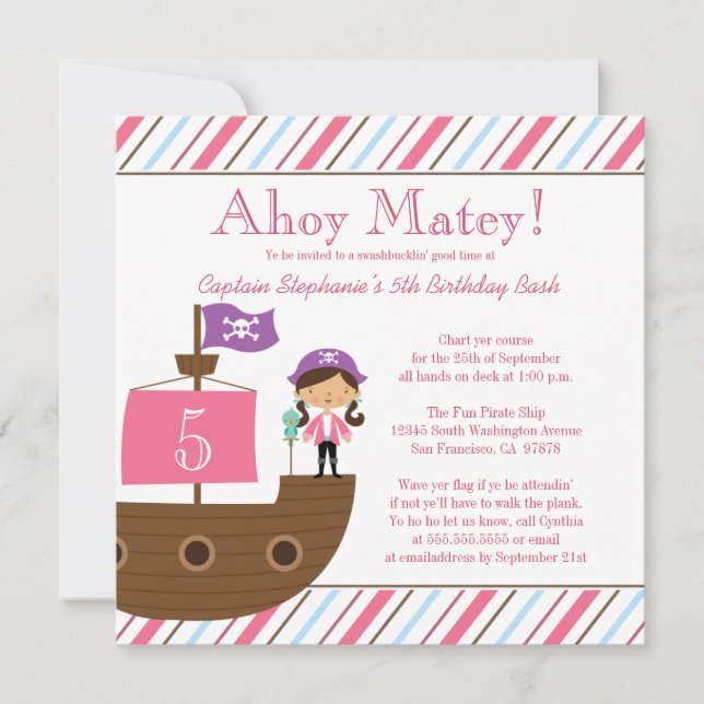 Invitation à la fête d'anniversaire de la petite f (Devant)