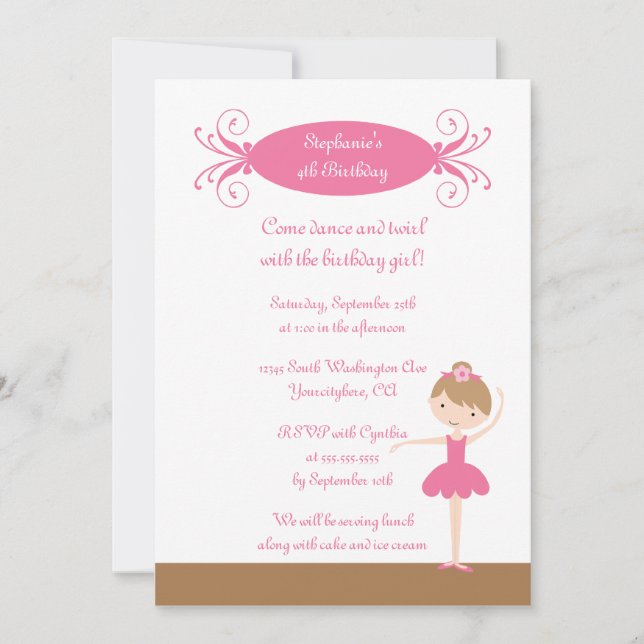 Invitation à la fête d'anniversaire de la petite f (Devant)