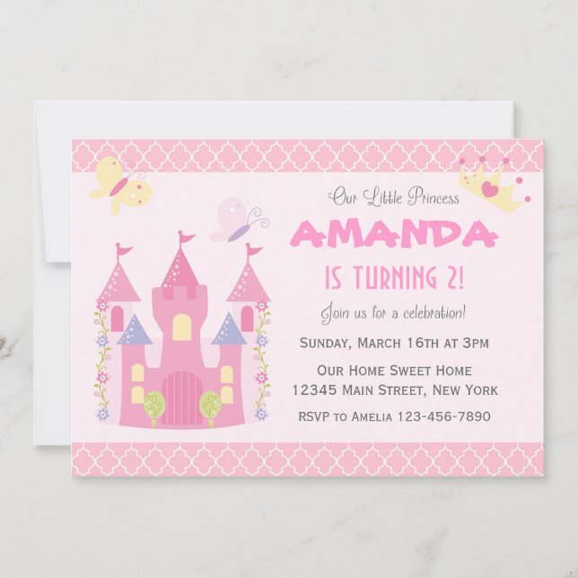 Invitation à la fête d'anniversaire de la petite p (Devant)