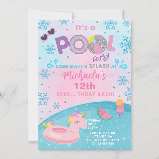 Invitation à la fête d'anniversaire de la piscine  (Devant)