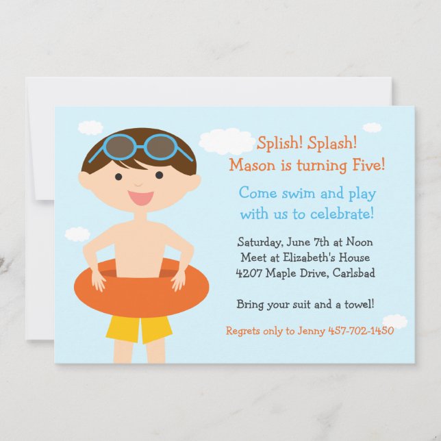 Invitation à la fête d'anniversaire de la piscine (Devant)