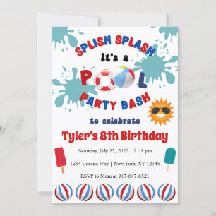 Invitation à la fête d'anniversaire de la piscine 
