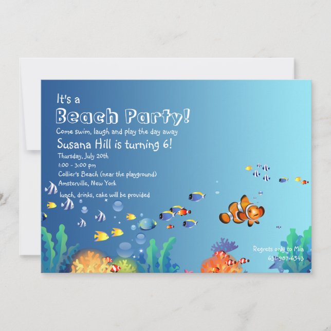 Invitation à la fête d'anniversaire de la plage de (Devant)