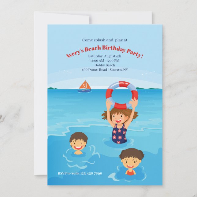 Invitation à la fête d'anniversaire de la plage Ki (Devant)