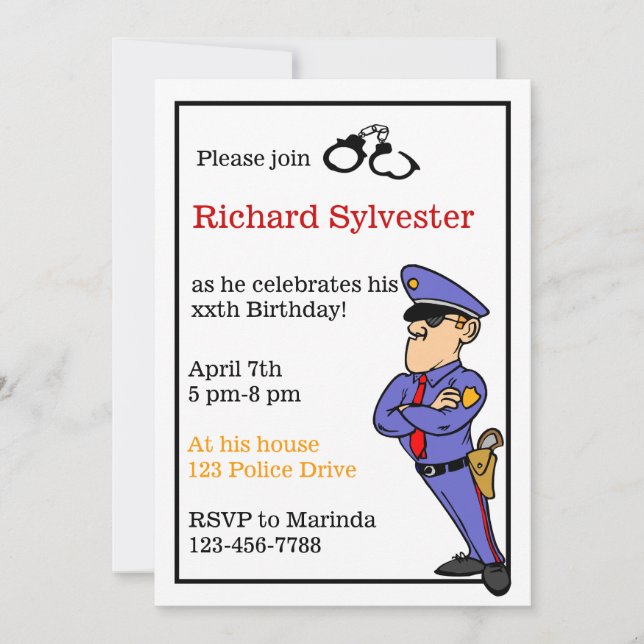 Invitation à la fête d'anniversaire de la police (Devant)