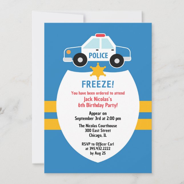 Invitation à la fête d'anniversaire de la police (Devant)