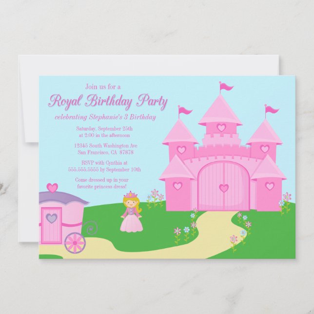 Invitation à la fête d'anniversaire de la princess (Devant)