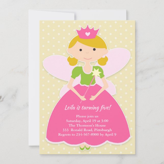 Invitation à la fête d'anniversaire de la princess (Devant)
