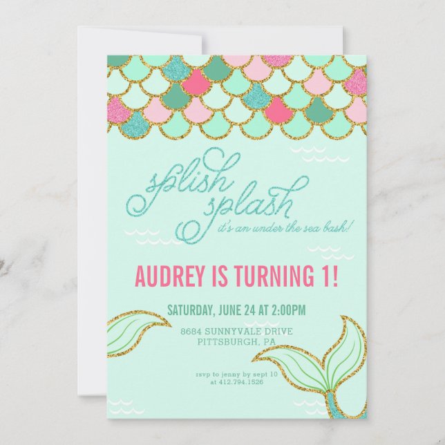 Invitation à la fête d'anniversaire de la Sirène - (Devant)