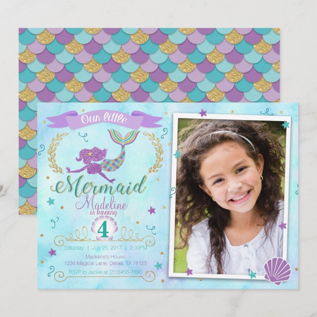 Invitation à la fête d'anniversaire de la Sirène d (Devant / Derrière)