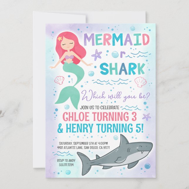 Invitation à la fête d'anniversaire de la Sirène e (Devant)