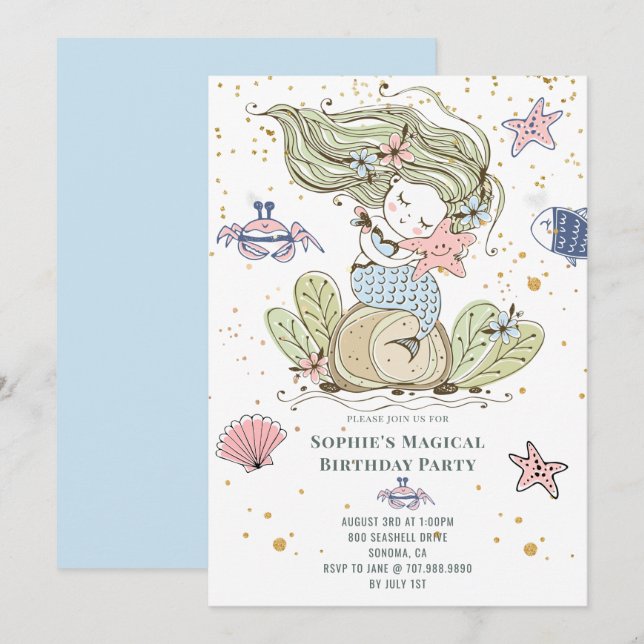 Invitation à la fête d'anniversaire de la Sirène m (Devant / Derrière)