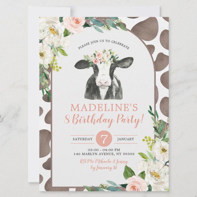 Invitation à la fête d'anniversaire de la vache (Devant)