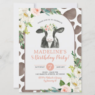 Invitation à la fête d'anniversaire de la vache