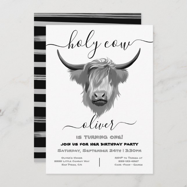 Invitation à la fête d'anniversaire de la vache de (Devant / Derrière)