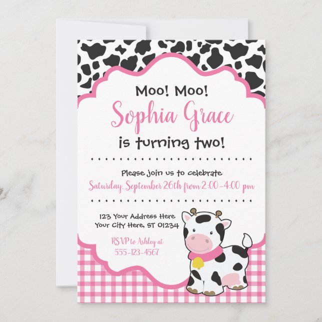 Invitation à la fête d'anniversaire de la vache| R (Devant)