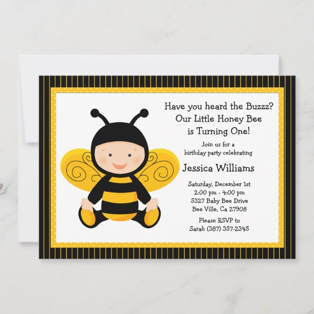 Invitation à la fête d'anniversaire de l'abeille (Devant)