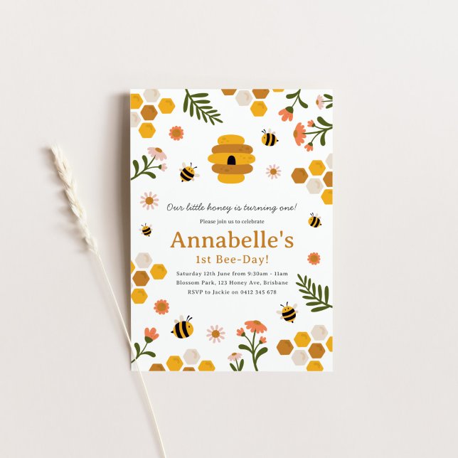 Invitation à la fête d'anniversaire de l'abeille d (Créateur téléchargé)