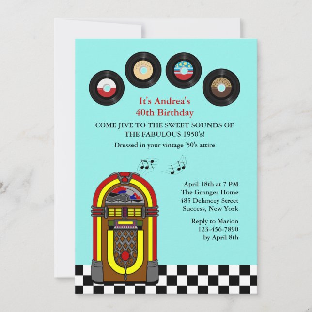 Invitation à la fête d'anniversaire de l'Ancien 45 (Devant)