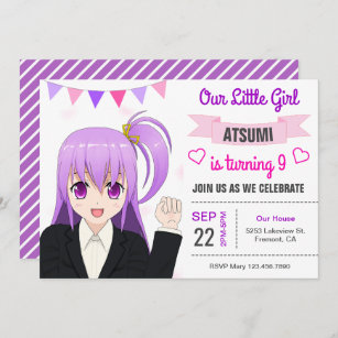 Invitations Faire Part Cartes Anniversaire Manga Zazzle Ca