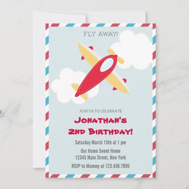 Invitation à la fête d'anniversaire de l'avion (Devant)