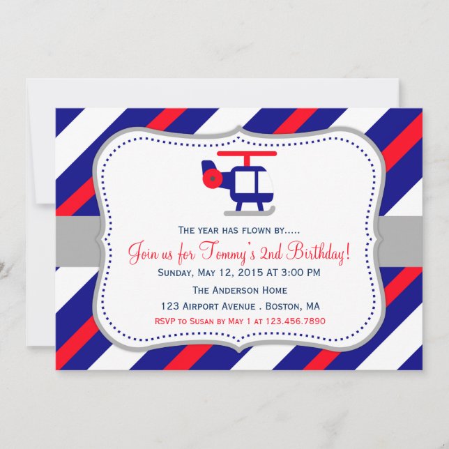 Invitation à la fête d'anniversaire de l'avion (Devant)