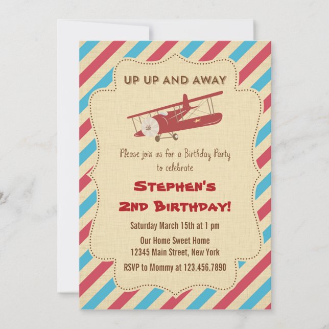 Invitation à la fête d'anniversaire de l'avion vin (Devant)