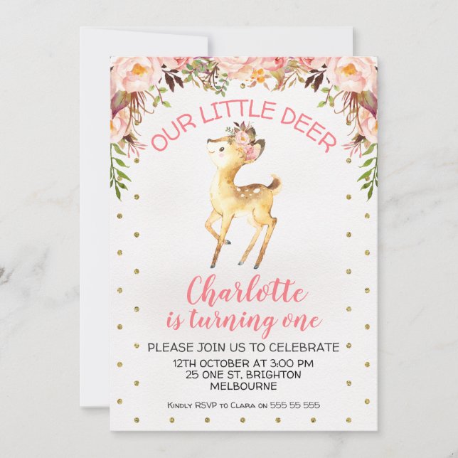 Invitation à la fête d'anniversaire de Little Deer (Devant)