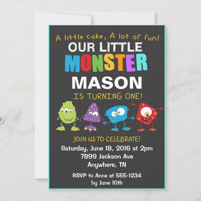 Invitation à la fête d'anniversaire de Little Mons (Devant)