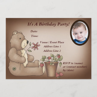 Invitation à la fête d'anniversaire de l'ours en p