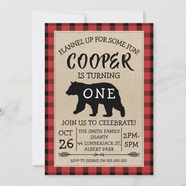 Invitation à la fête d'anniversaire de l'ours Lumb (Devant)