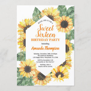 Invitation à la fête d'anniversaire de l'Sweet six