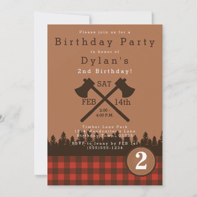 Invitation à la fête d'anniversaire de Lumberjack (Devant)
