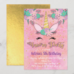 Invitation à la fête d'anniversaire de l'Unicorne