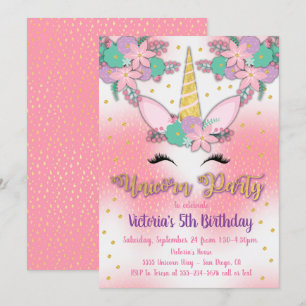 Invitation à la fête d'anniversaire de l'Unicorne