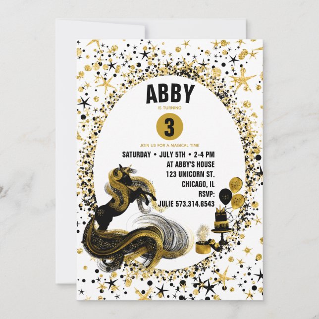 Invitation à la fête d'anniversaire de l'Unicorne  (Devant)