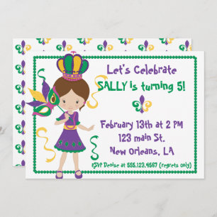 Invitation À La Fête D'Anniversaire De Mardi Gras 