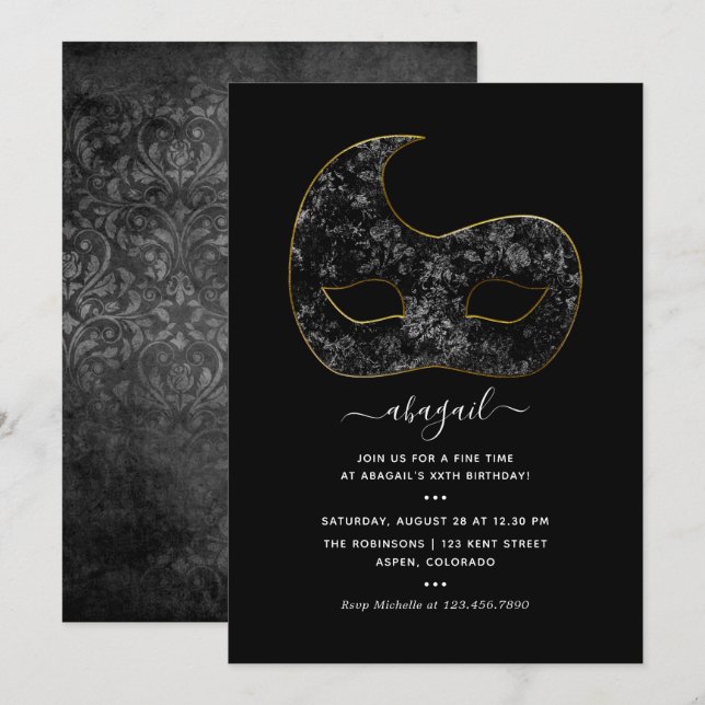 Invitation à la fête d'anniversaire de Mardi Gras (Devant / Derrière)