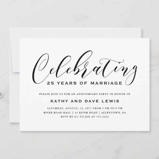 Invitation à la fête d'anniversaire de mariage (Devant)