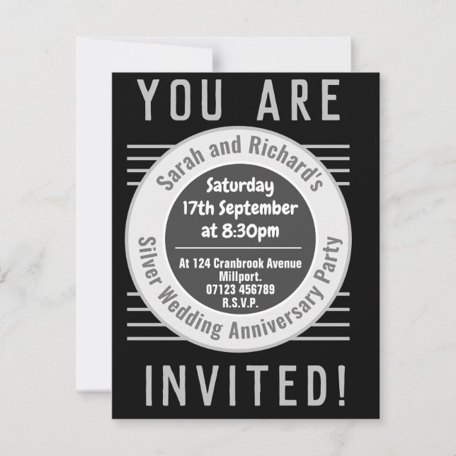 Invitation à la fête d'anniversaire de mariage de  (Devant)