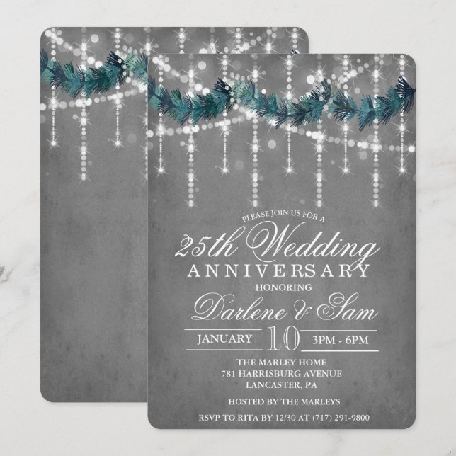 Invitation à la fête d'anniversaire de mariage d'h (Devant / Derrière)